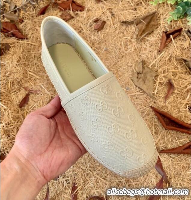 New Design Gucci GG Embossed Leather Espadrilles 112326 Beige