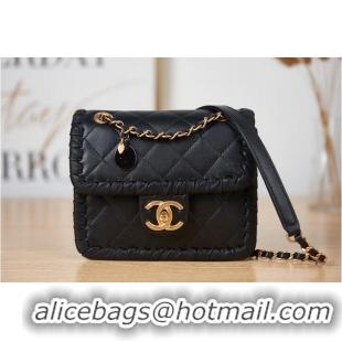 Promotional Chanel 22C New Woven Piping Square Original Leather Bag AS2495 Black