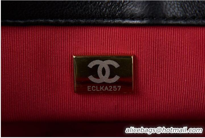 Promotional Chanel 22C New Woven Piping Square Original Leather Bag AS2495 Black