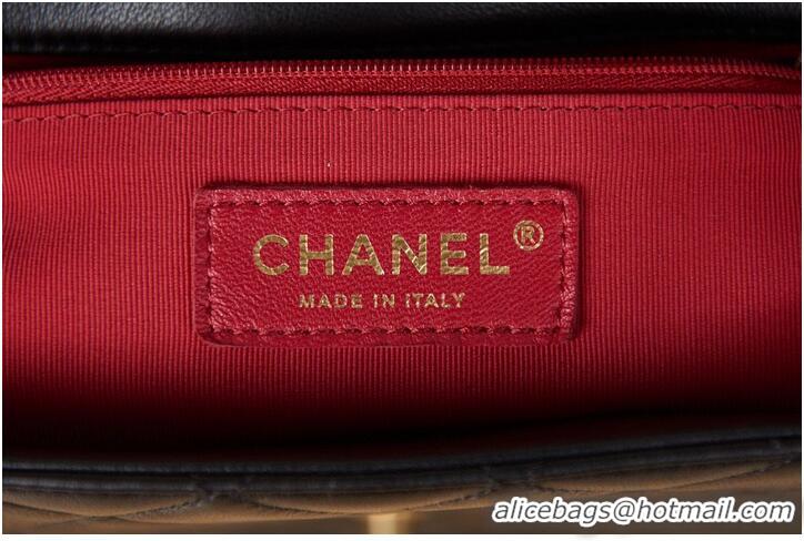 Famous Brand Chanel 22C New Woven Piping Square Original Leather Bag AS2496 Black