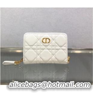 Low Cost LADY DIOR LOTUS WALLET CANNAGE LAMBSKIN S502 white