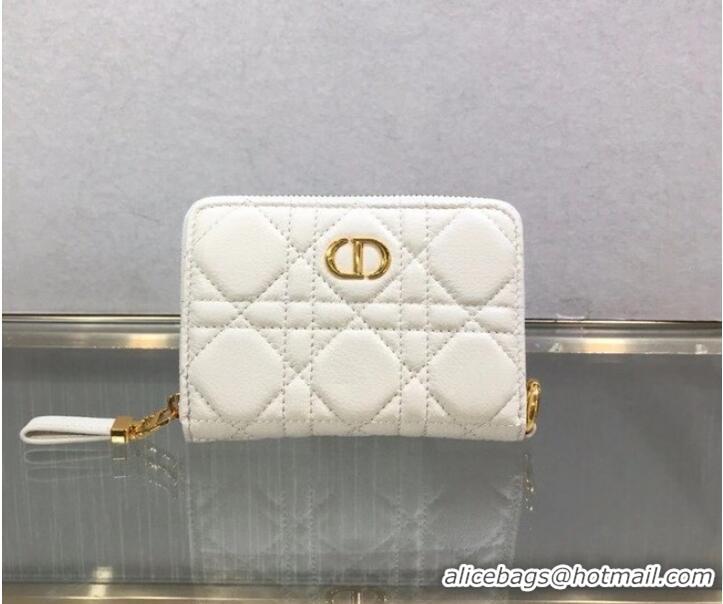 Low Cost LADY DIOR LOTUS WALLET CANNAGE LAMBSKIN S502 white