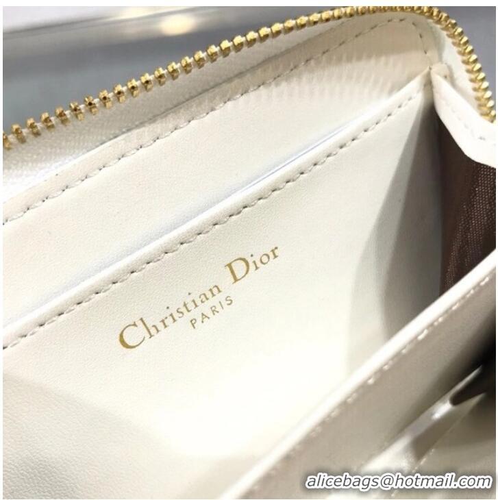 Low Cost LADY DIOR LOTUS WALLET CANNAGE LAMBSKIN S502 white