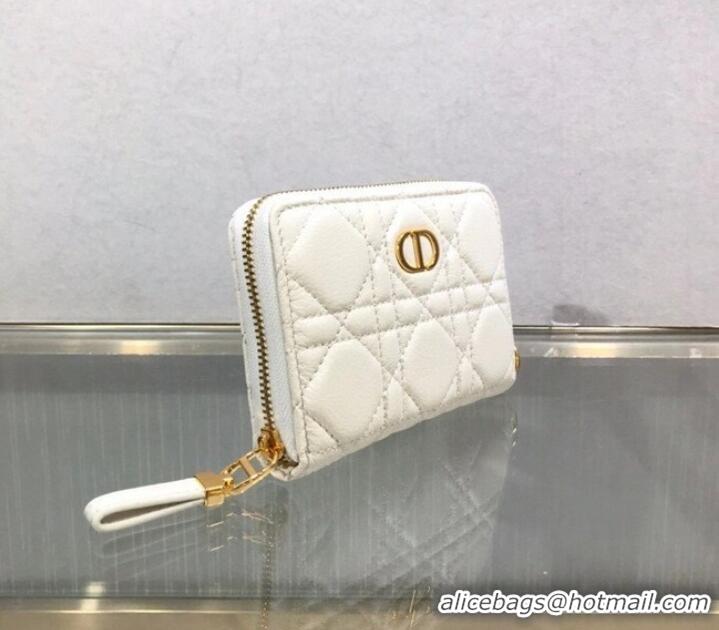 Low Cost LADY DIOR LOTUS WALLET CANNAGE LAMBSKIN S502 white