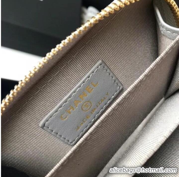 Stylish Chanel 19 Zip Card bag AP0949 grey