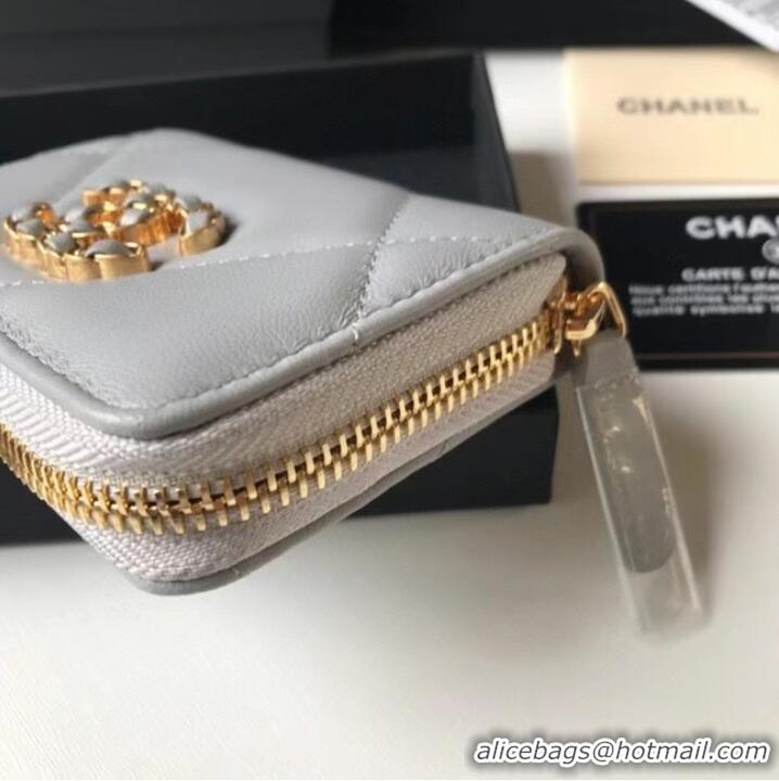 Stylish Chanel 19 Zip Card bag AP0949 grey