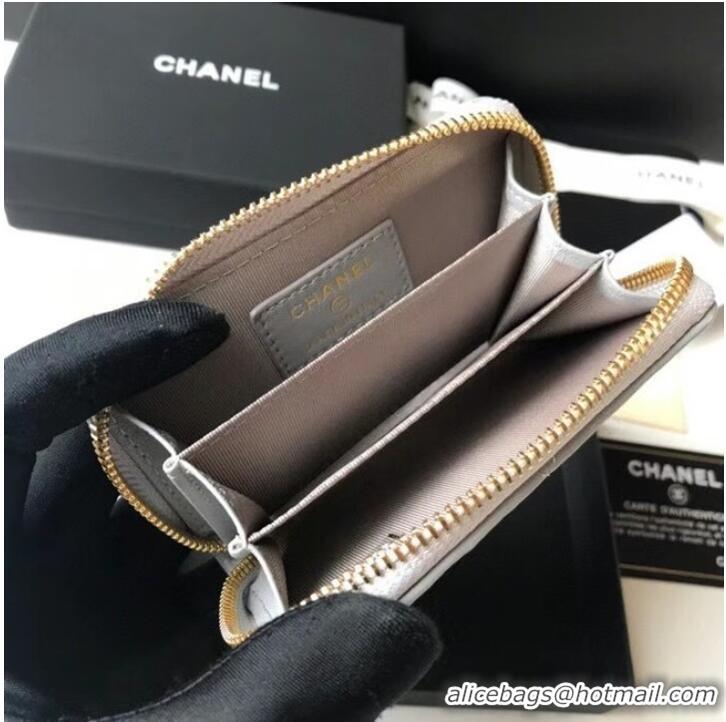 Stylish Chanel 19 Zip Card bag AP0949 grey