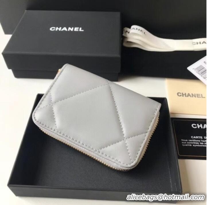 Stylish Chanel 19 Zip Card bag AP0949 grey