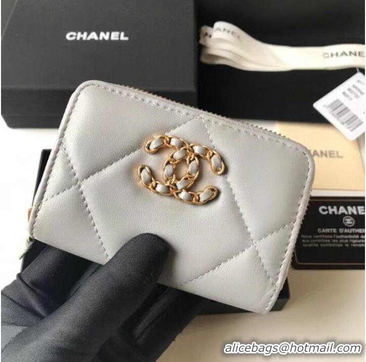 Stylish Chanel 19 Zip Card bag AP0949 grey