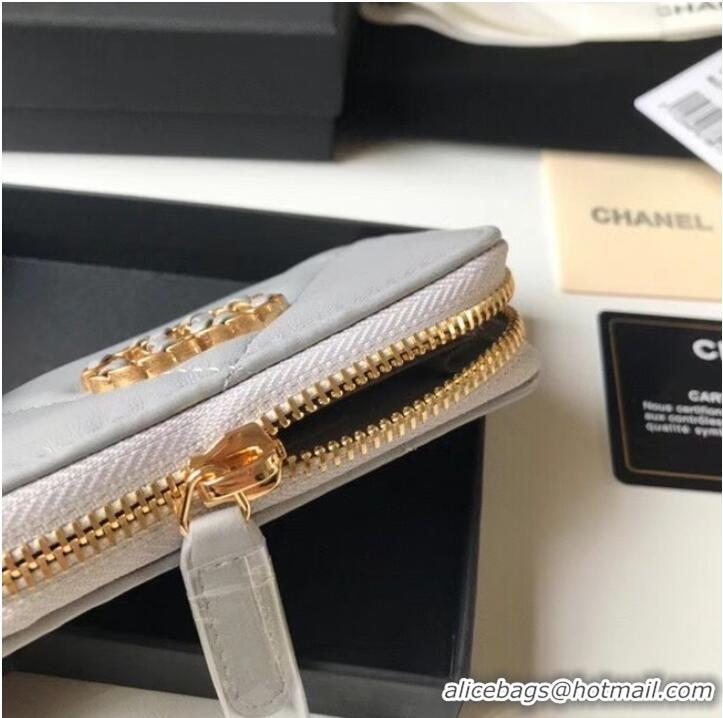 Stylish Chanel 19 Zip Card bag AP0949 grey