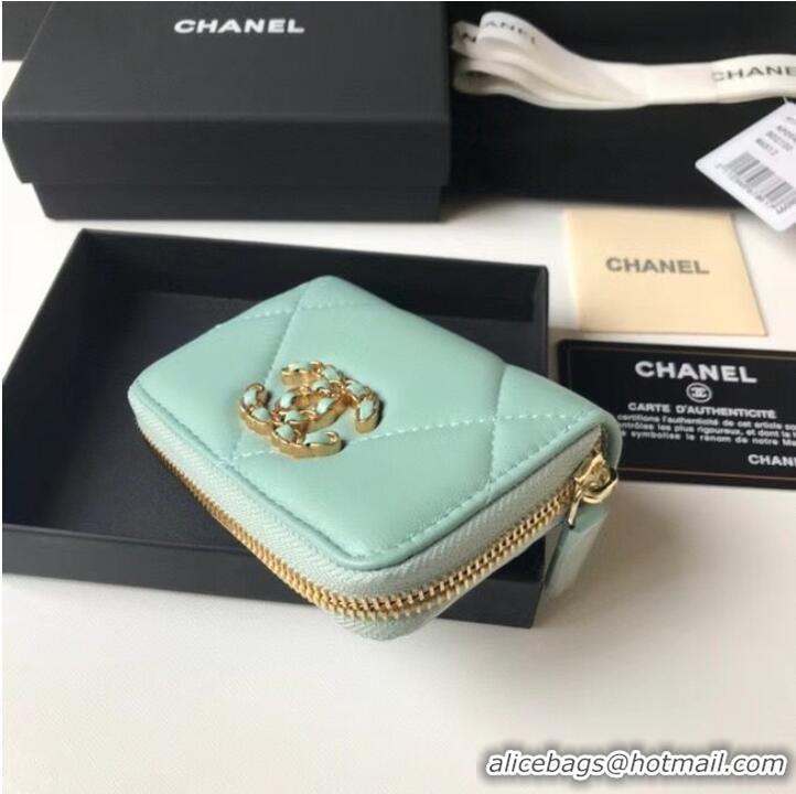 Modern Classic Chanel 19 Zip Card bag AP0949 light blue