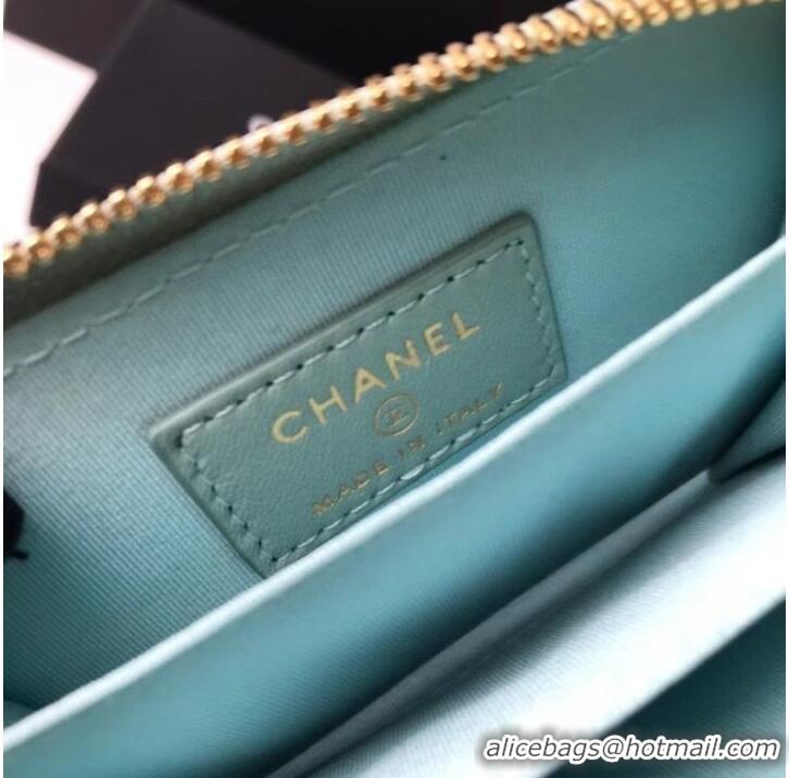 Modern Classic Chanel 19 Zip Card bag AP0949 light blue