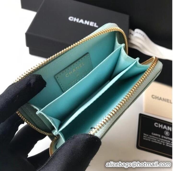 Modern Classic Chanel 19 Zip Card bag AP0949 light blue