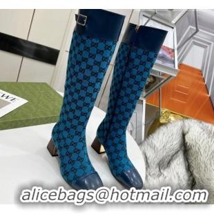 Grade Quality Gucci GG Canvas Knee-High Boot 121335 Blue