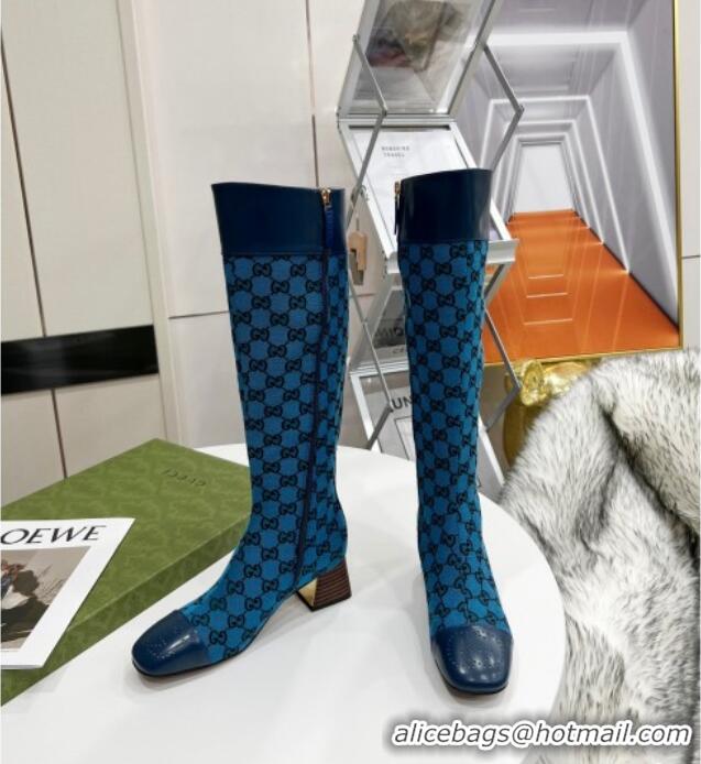 Grade Quality Gucci GG Canvas Knee-High Boot 121335 Blue