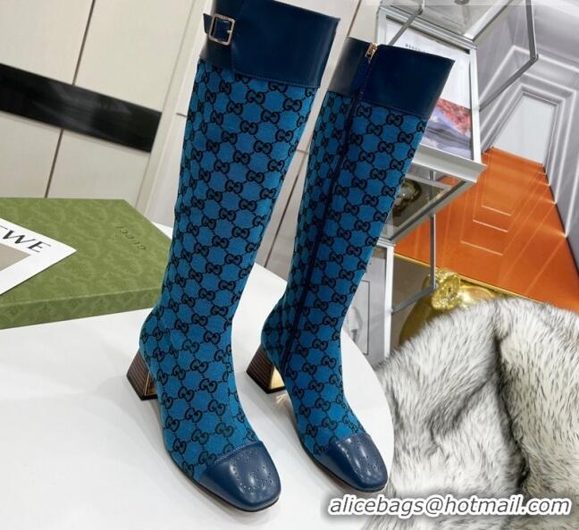 Grade Quality Gucci GG Canvas Knee-High Boot 121335 Blue