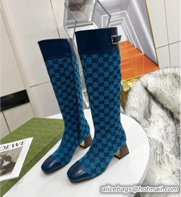 Grade Quality Gucci GG Canvas Knee-High Boot 121335 Blue