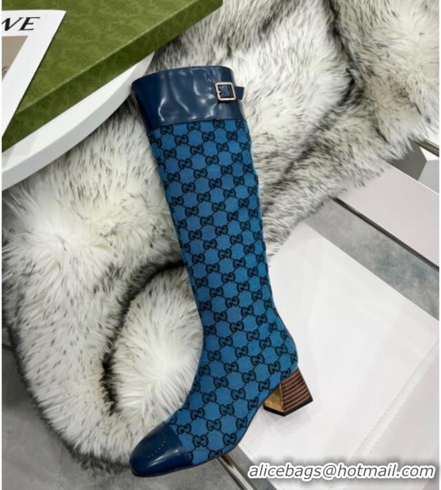 Grade Quality Gucci GG Canvas Knee-High Boot 121335 Blue