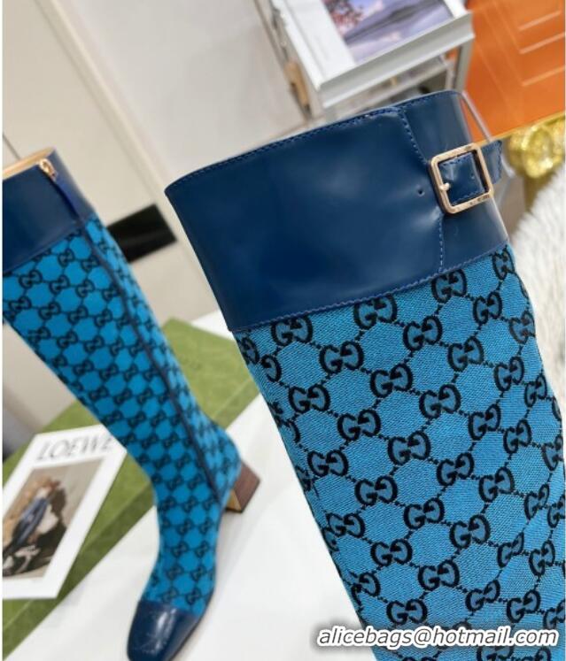 Grade Quality Gucci GG Canvas Knee-High Boot 121335 Blue