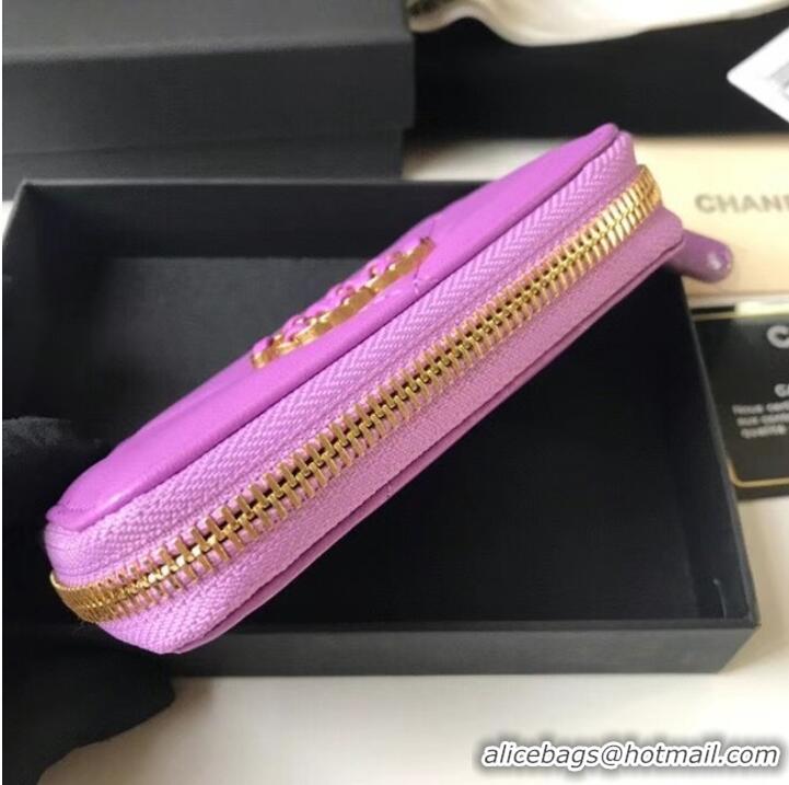 Shop Fashion Chanel 19 Zip Card bag AP0949 Lavender