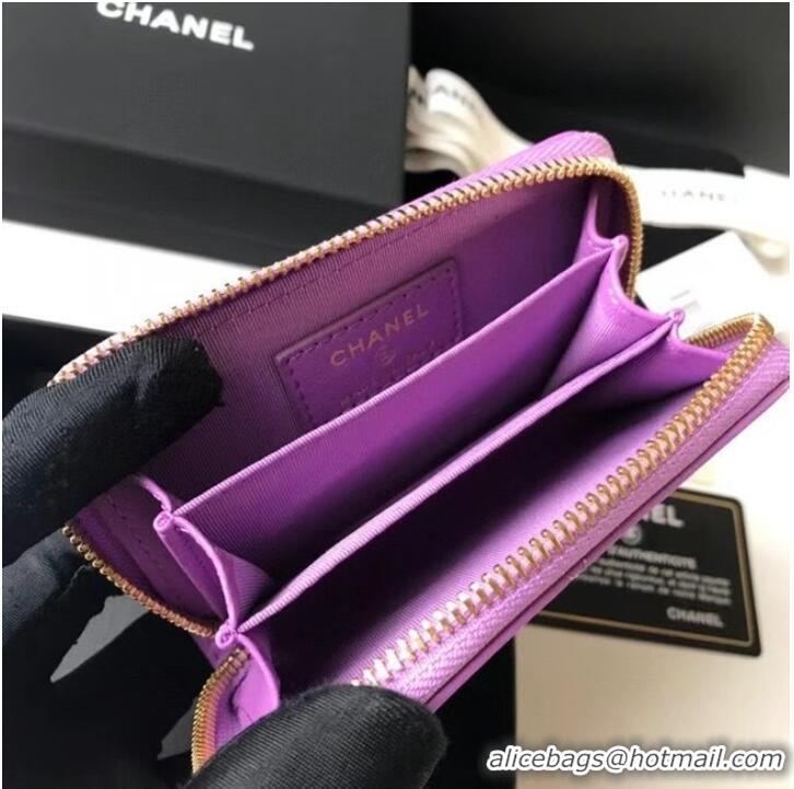 Shop Fashion Chanel 19 Zip Card bag AP0949 Lavender