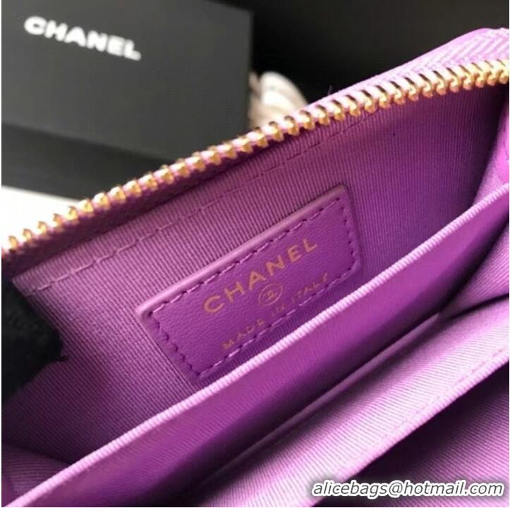 Shop Fashion Chanel 19 Zip Card bag AP0949 Lavender