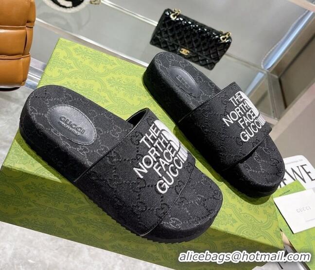 Good Product The North Face x Gucci GG Canvas Slide Sandals 121340 Black