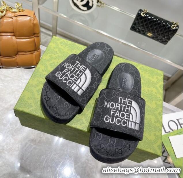 Good Product The North Face x Gucci GG Canvas Slide Sandals 121340 Black