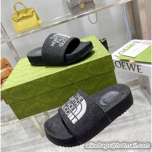 Good Product The North Face x Gucci GG Canvas Slide Sandals 121340 Black