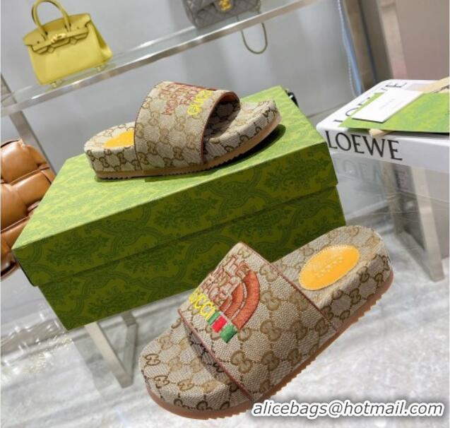 Best Quality The North Face x Gucci GG Canvas Slide Sandals 121341 Beige