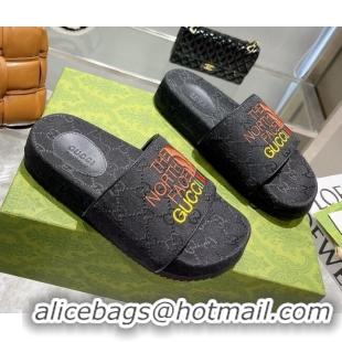 New Style The North Face x Gucci GG Canvas Slide Sandals 121342 Black