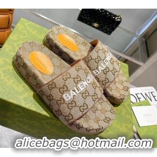 Good Quality Balenciaga x Gucci GG Canvas Slide Sandals 121343 Beige