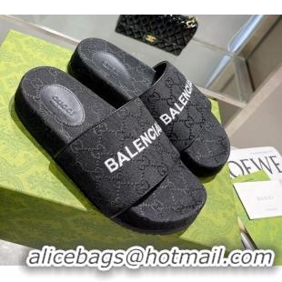 Good Product Balenciaga x Gucci GG Canvas Slide Sandals 121344 Black