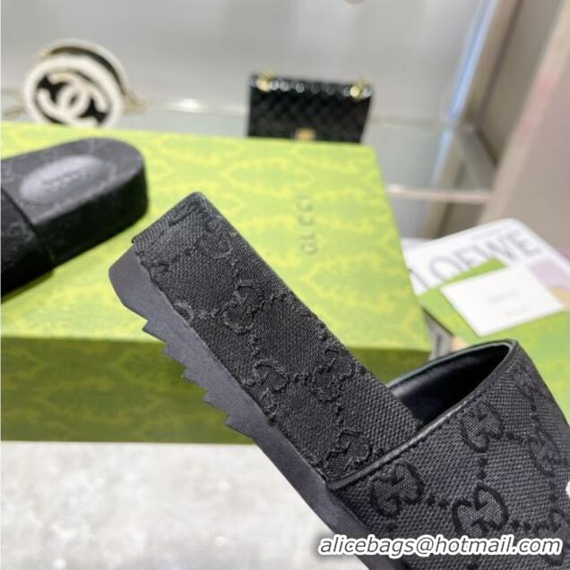 Good Product Balenciaga x Gucci GG Canvas Slide Sandals 121344 Black