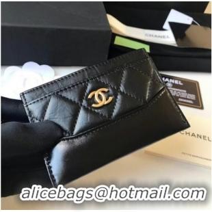 Famous Brand Chanel classic wallet Calfskin & Gold-Tone Metal A84368 black