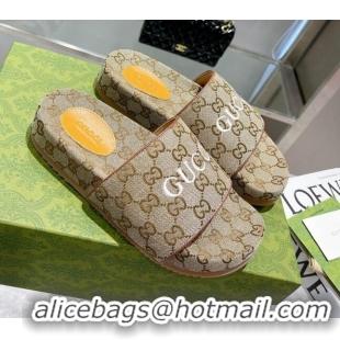 Most Popular Gucci GG Canvas Slide Sandals 121345 Beige