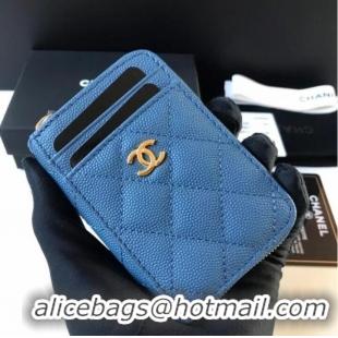 Famous Brand Chanel card holder Calfskin AP1650 blue