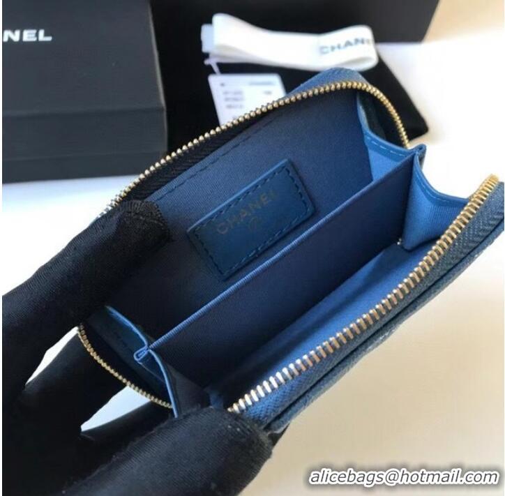 Famous Brand Chanel card holder Calfskin AP1650 blue