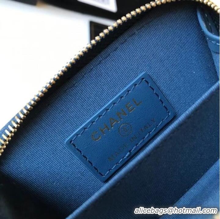 Famous Brand Chanel card holder Calfskin AP1650 blue