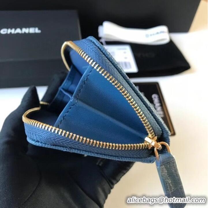 Famous Brand Chanel card holder Calfskin AP1650 blue