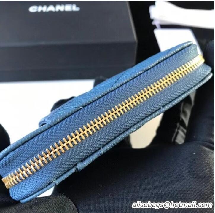 Famous Brand Chanel card holder Calfskin AP1650 blue