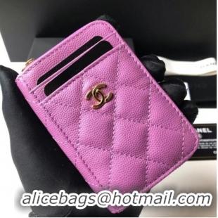 Shop Grade Chanel card holder Calfskin AP1650 Lavender