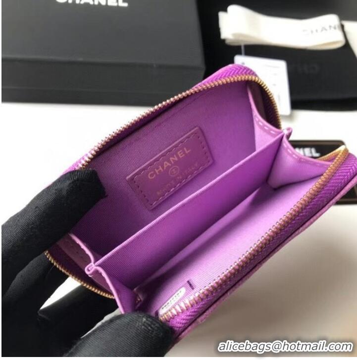 Shop Grade Chanel card holder Calfskin AP1650 Lavender