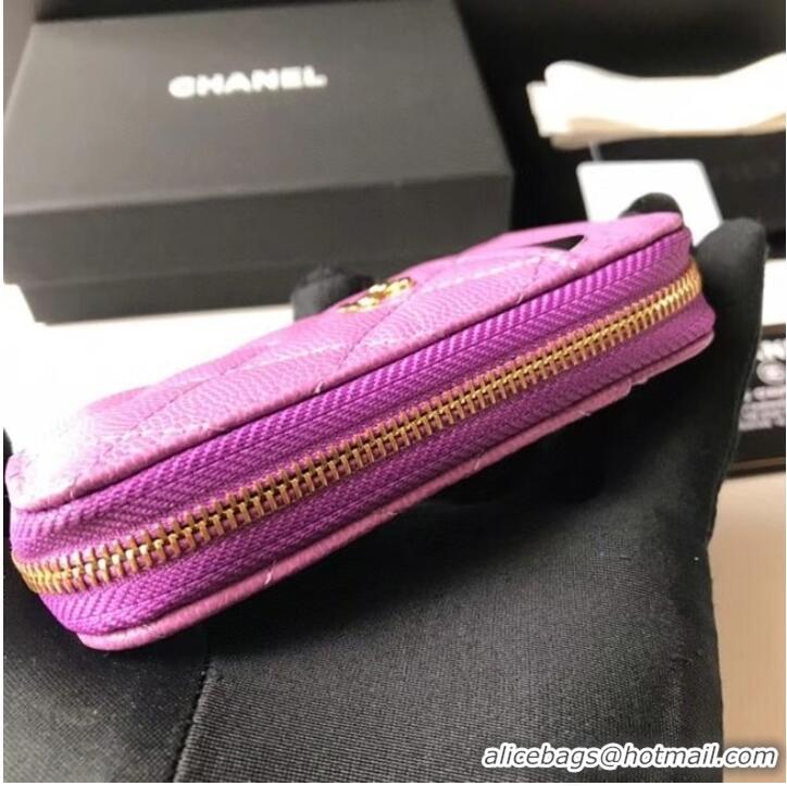 Shop Grade Chanel card holder Calfskin AP1650 Lavender