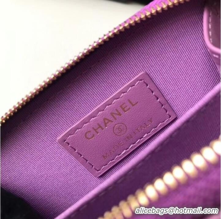 Shop Grade Chanel card holder Calfskin AP1650 Lavender