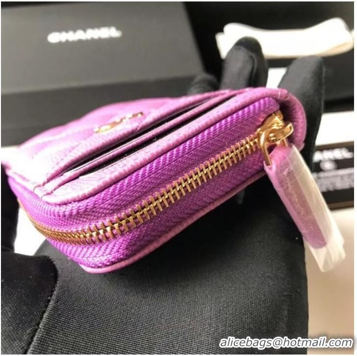 Shop Grade Chanel card holder Calfskin AP1650 Lavender