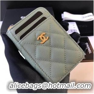 Modern Classic Chanel card holder Calfskin AP1650 green