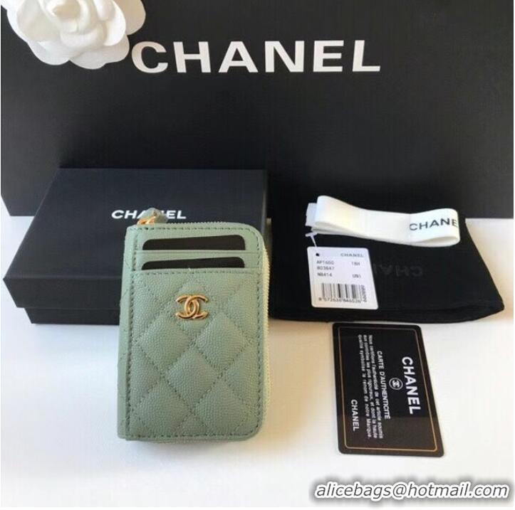 Modern Classic Chanel card holder Calfskin AP1650 green