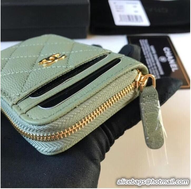 Modern Classic Chanel card holder Calfskin AP1650 green