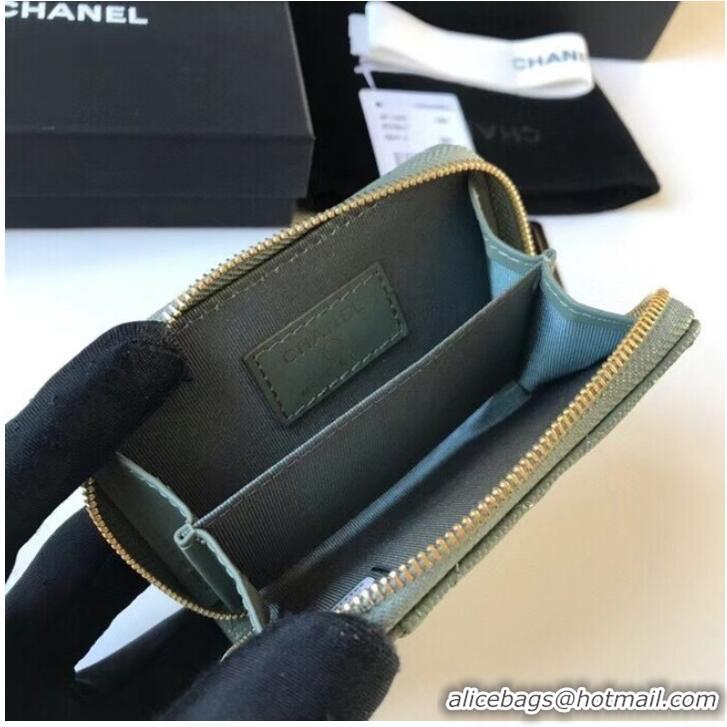 Modern Classic Chanel card holder Calfskin AP1650 green